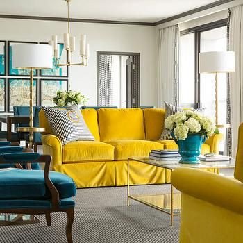 Blue and Yellow Home Decor Lovely Peacock Blue and Yellow Living Room Hollywood Regency Living Room tobi Fairley