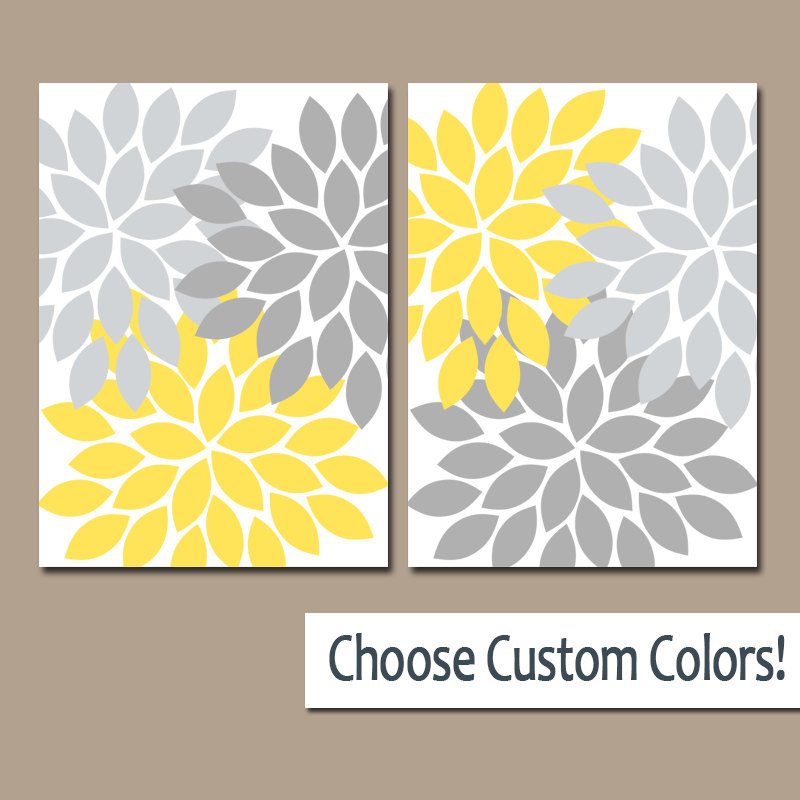 Blue and Yellow Wall Decor Beautiful Navy Blue Yellow Wall Art Canvas or Prints Bathroom Artwork