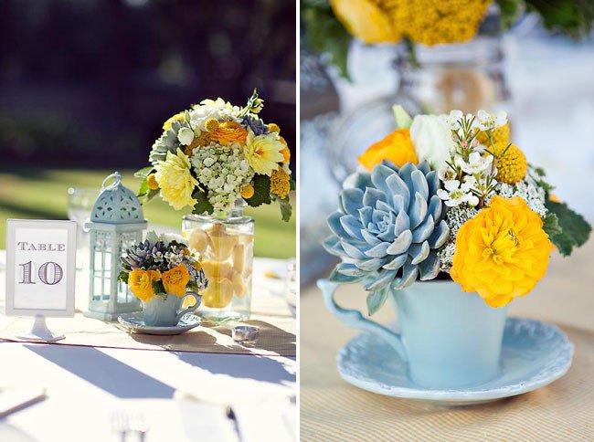 Blue and Yellow Wedding Decor Awesome Celina David S Pasadena Real Wedding