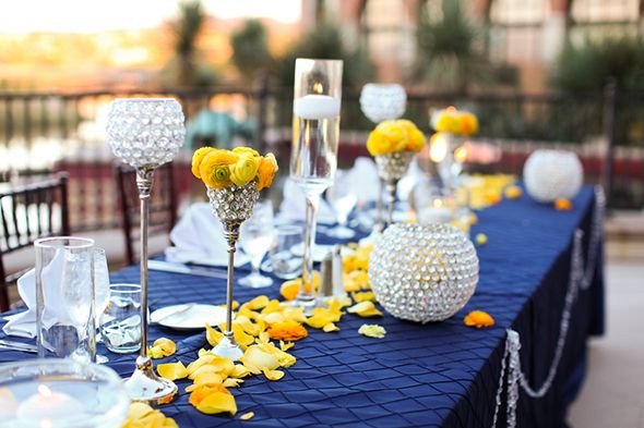 Blue and Yellow Wedding Decor Best Of Navy Blue Yellow and Gray Wedding Reception