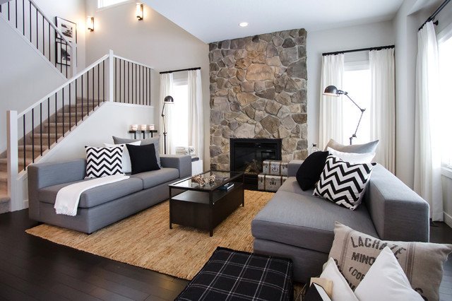 NFID Cottage Casual Contemporary Living Room Calgary by Natalie Fuglestveit Interior Design