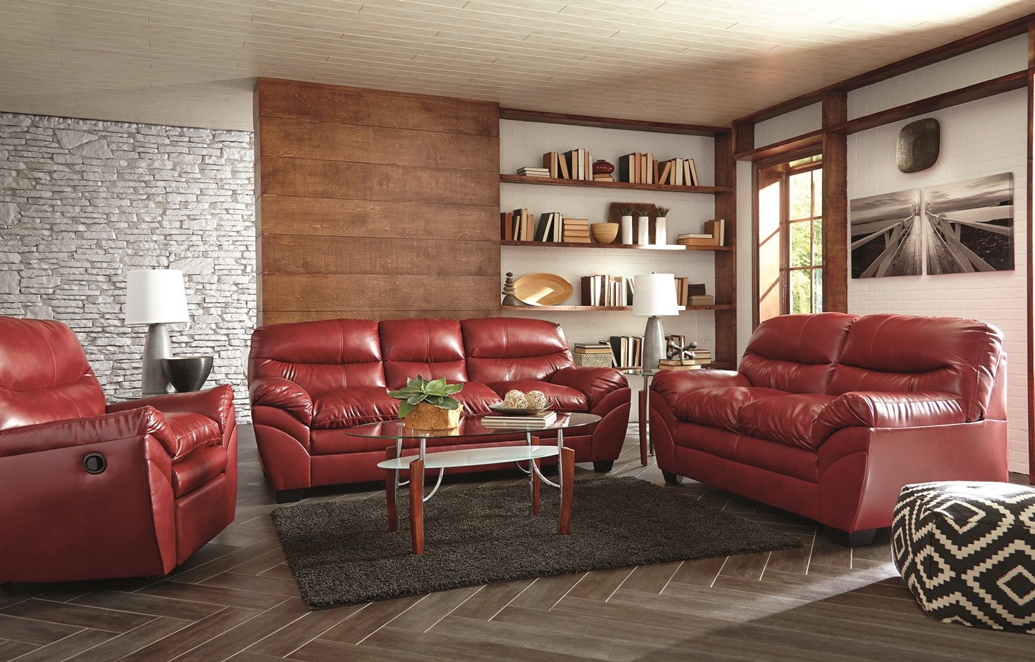 Casual Contemporary Living Room Beautiful Casual Contemporary Red Bonded Leather sofa Set Living Room Furniture