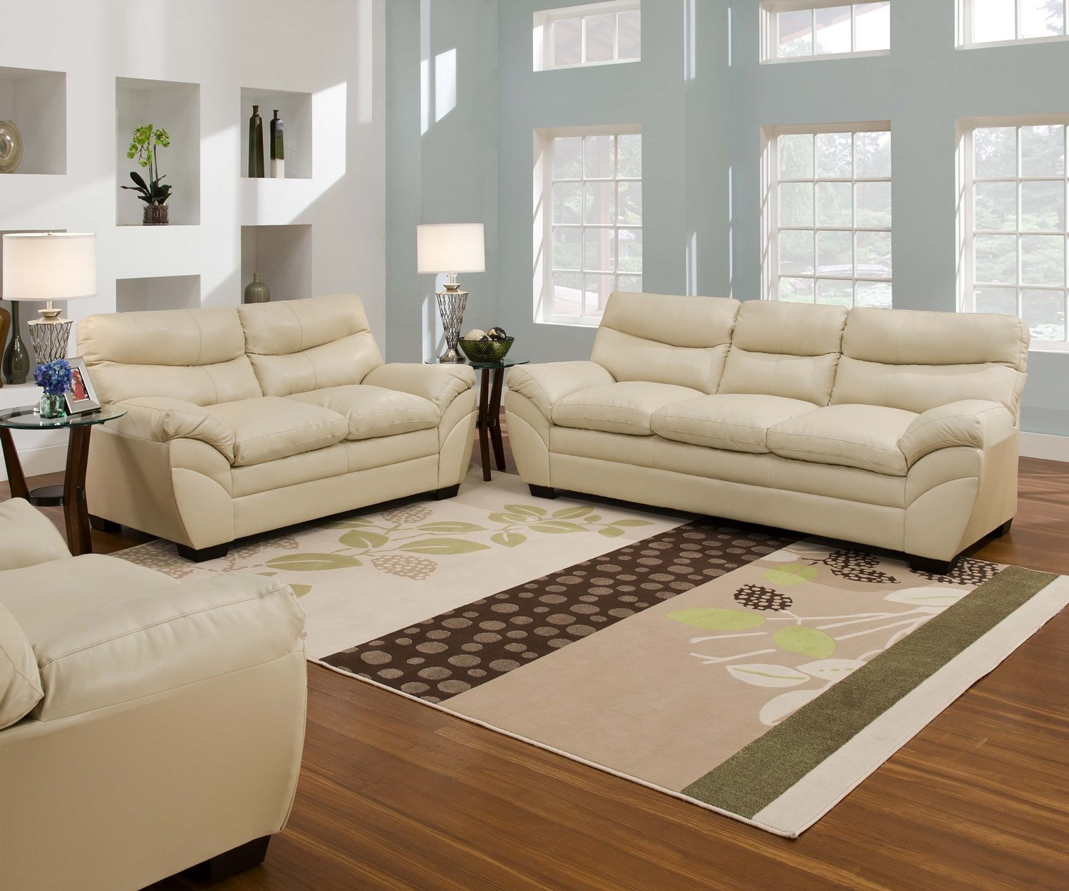 Casual Contemporary Living Room Lovely Casual Contemporary Cream Bonded Leather sofa Set Living Room Furniture