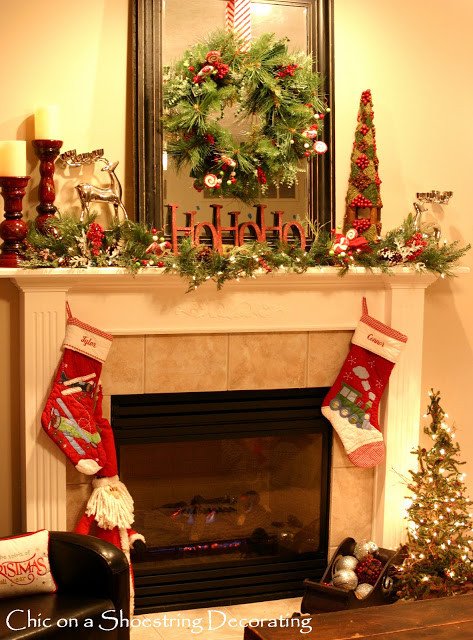 Christmas Decor for Fireplace Mantels Beautiful Chic On A Shoestring Decorating Sprucin Up My Christmas Mantel On the Cheap