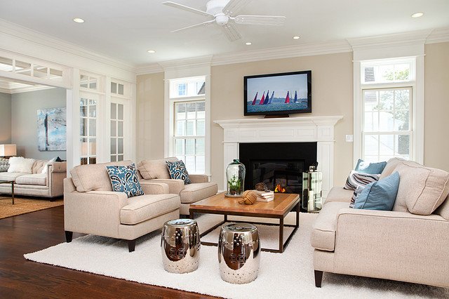 Coastal Contemporary Living Room Beautiful Coastal Living In Fairfield County Beach Style Family Room New York by Ba Staging