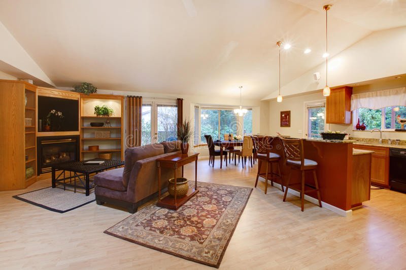 Comfortable Living Room Dining Room Awesome Spacious Living Room Kitchen and Dining area Stock Image Image Of Cabinets American