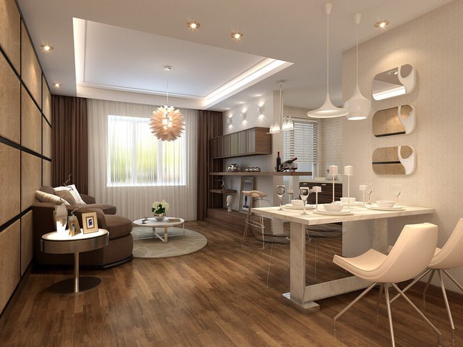 Comfortable Living Room Dining Room Fresh fortable Dining and Living Room with Wooden Flood and Mode 3d Model Max