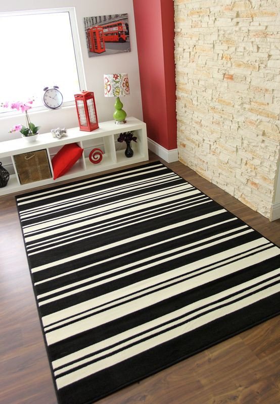 Comfortable Living Room Rugs Best Of Black Ivory F White Striped Modern Milan fortable Living Room area Rug Uk