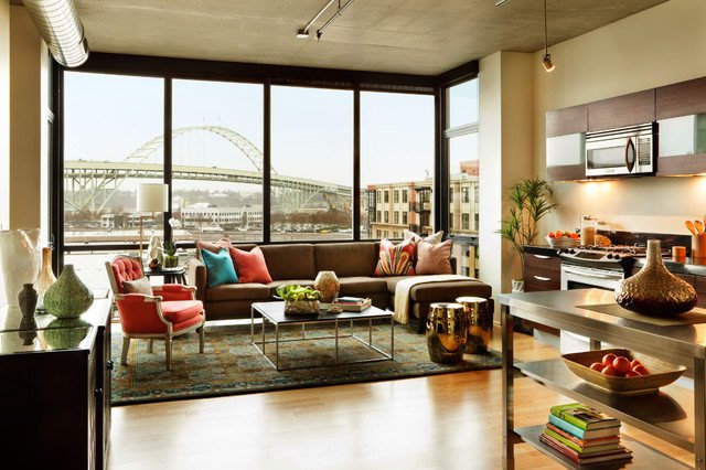 Contemporary Apartment Living Room Luxury Urban Apartment Living Room Contemporary Living Room Portland by Garrison Hullinger