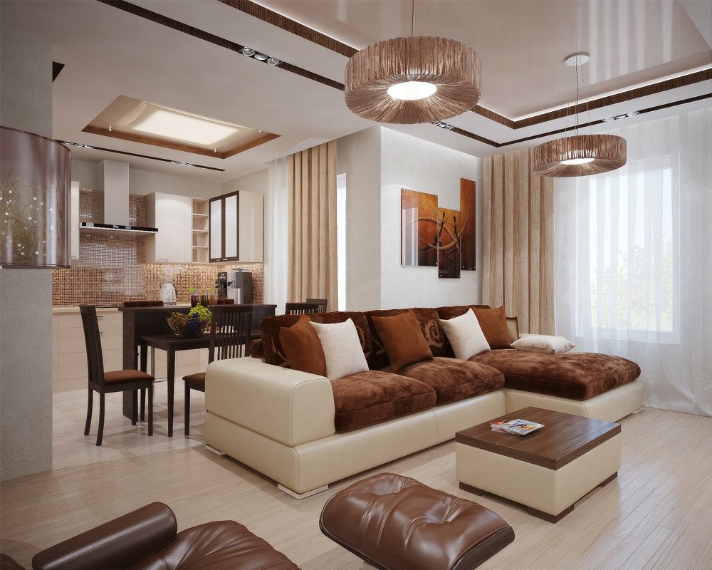 Contemporary Brown Living Room New Living Modern with Nature tones &amp; Color Blasts