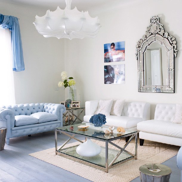 Contemporary Chic Living Room Elegant Amazing Light Blue and White Living Room