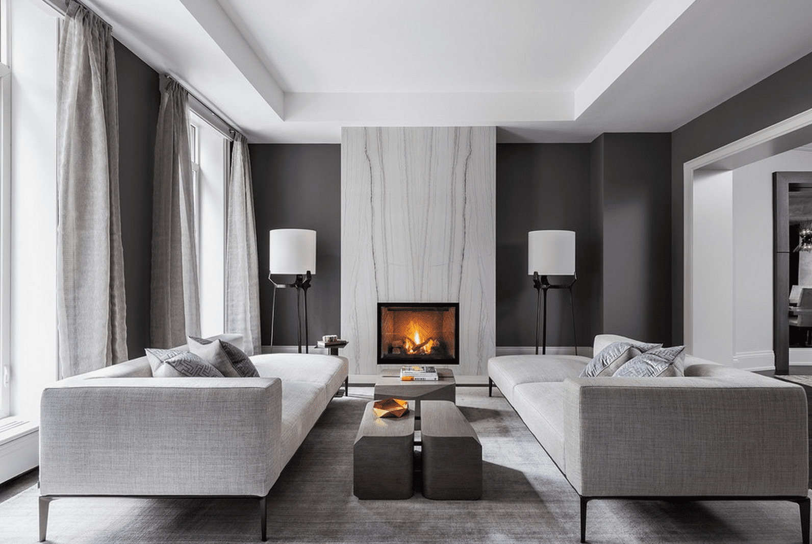 modern warm grey living room