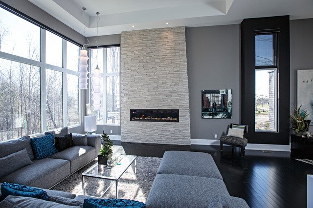 Contemporary Grey Living Room Unique Contemporary Living Room In Grey tones Contemporary Living Room Ottawa by Realstone Systems