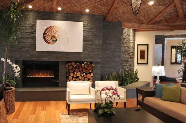 Contemporary Living Room Fireplace Beautiful Contemporary Natural Stone Fireplace Modern Living Room Detroit by Realstone Systems