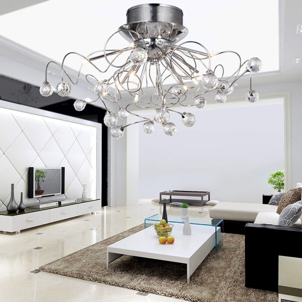 Contemporary Living Room Lights Beautiful Modern Flush Mount Lights Dining Room Bedroom Crystal Ceiling Chandelier Lamps