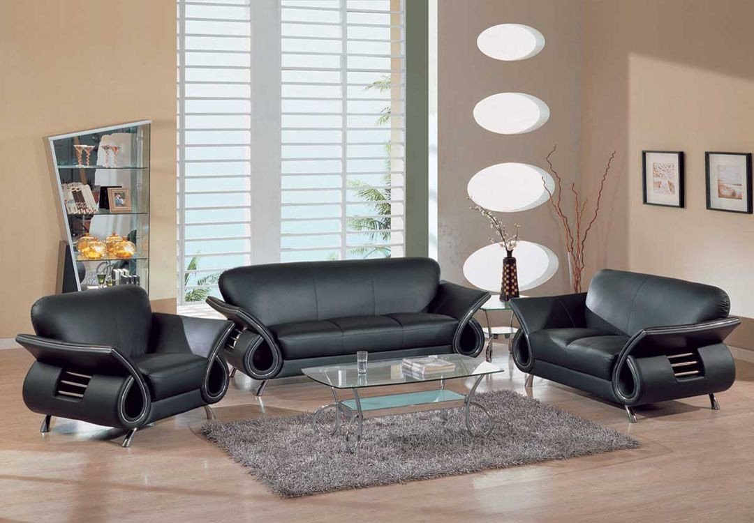 Contemporary Living Room sofas Fresh Contemporary Dual Colored or Black Leather sofa Set W Chrome Details Dallas Texas Gf559