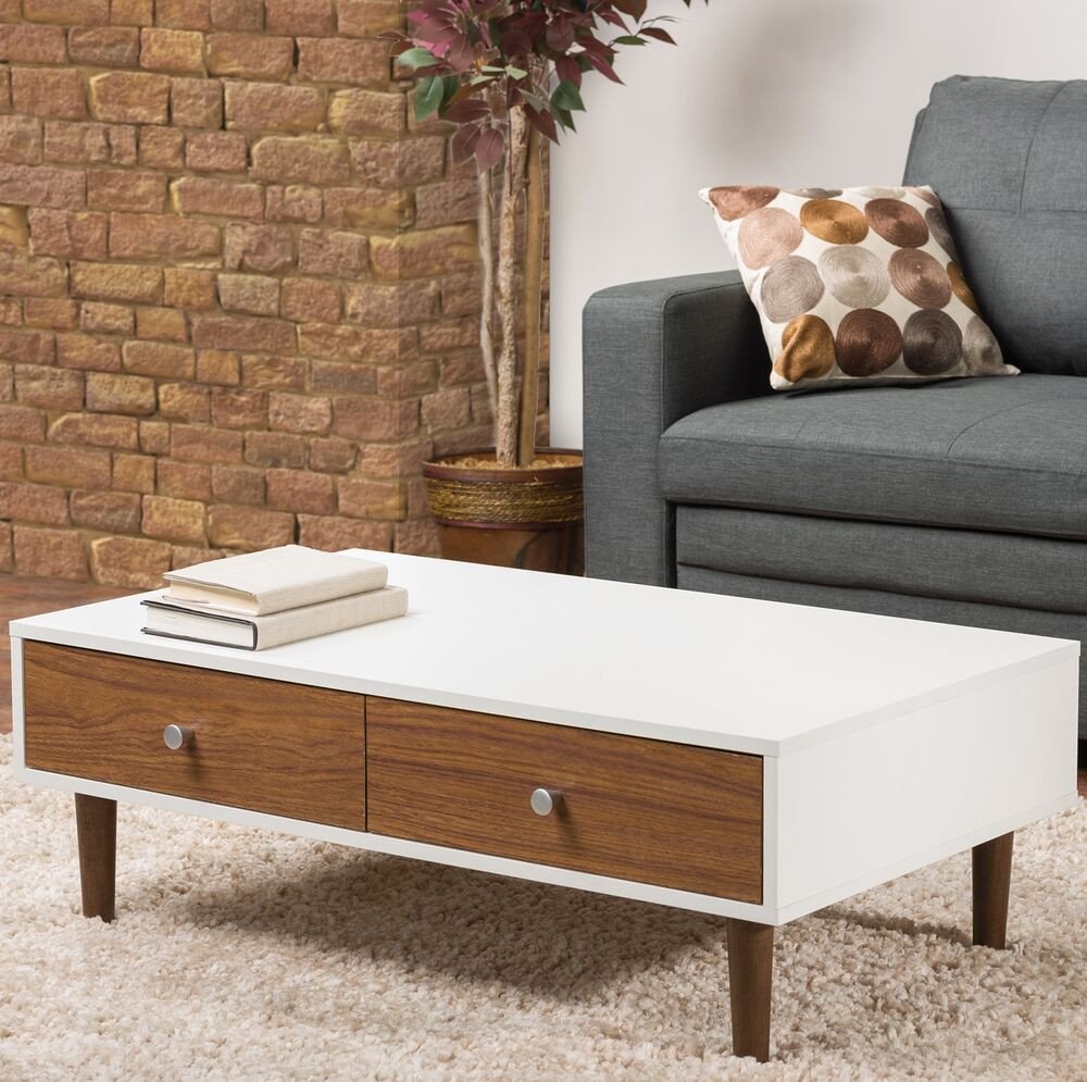 Contemporary Living Room Tables Luxury White Coffee Table Storage Drawer Modern Wood Furniture Living Room Accent Stand