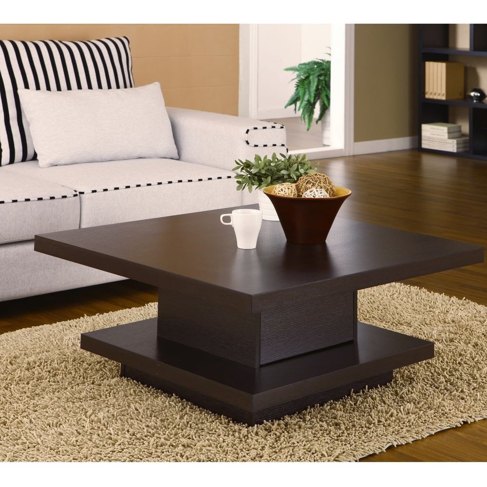 Square Cocktail Table Coffee Center Storage Living Room Modern Furniture Wood