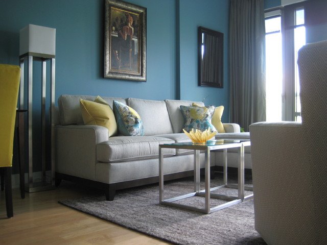 Contemporary Living Room Turquoise Elegant Turquoise and Yellow Living Room