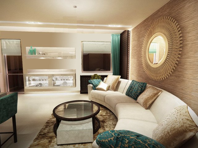 Contemporary Living Room Turquoise Luxury Turquoise