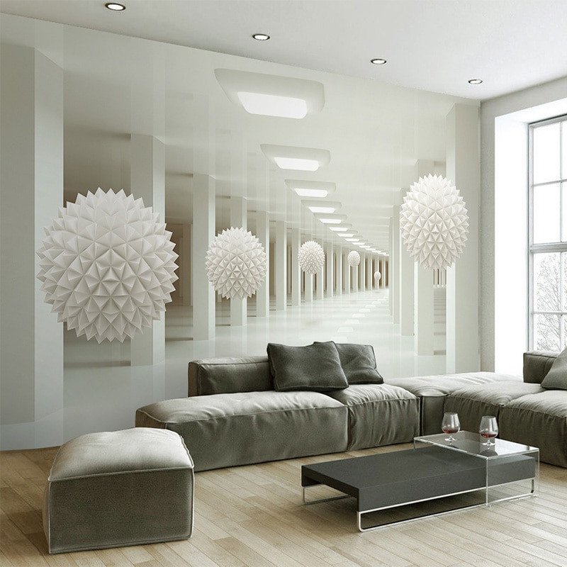 Contemporary Living Room Wallpaper Beautiful Modern Simple 3d Stereo Abstract Space White Sphere Mural Wallpaper Fice Living Room Tv sofa