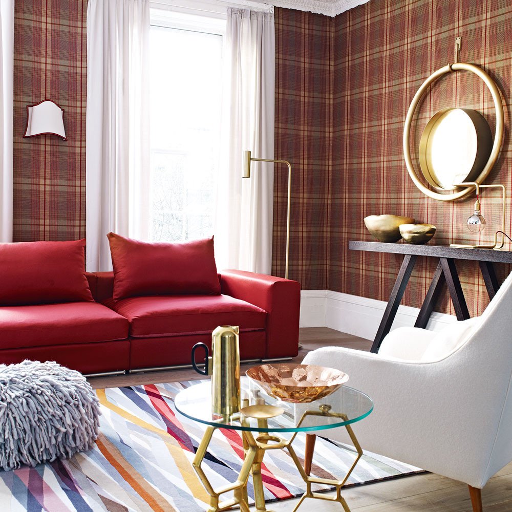 Contemporary Living Room Wallpaper Beautiful Tartan Decorating Ideas