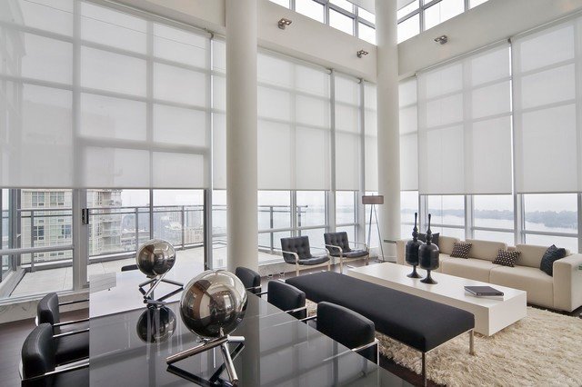 Contemporary Living Room Window Treatments Fresh Sunscreens Modern Living Room orange County by solar Shading Systems