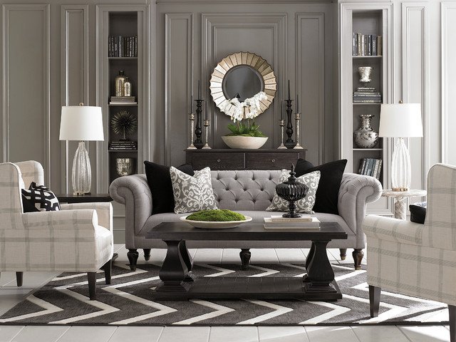 Contemporary Small Living Room Ideas Luxury Chesterfield Living Room by Bassett Furniture Contemporary Living Room by Bassett Furniture