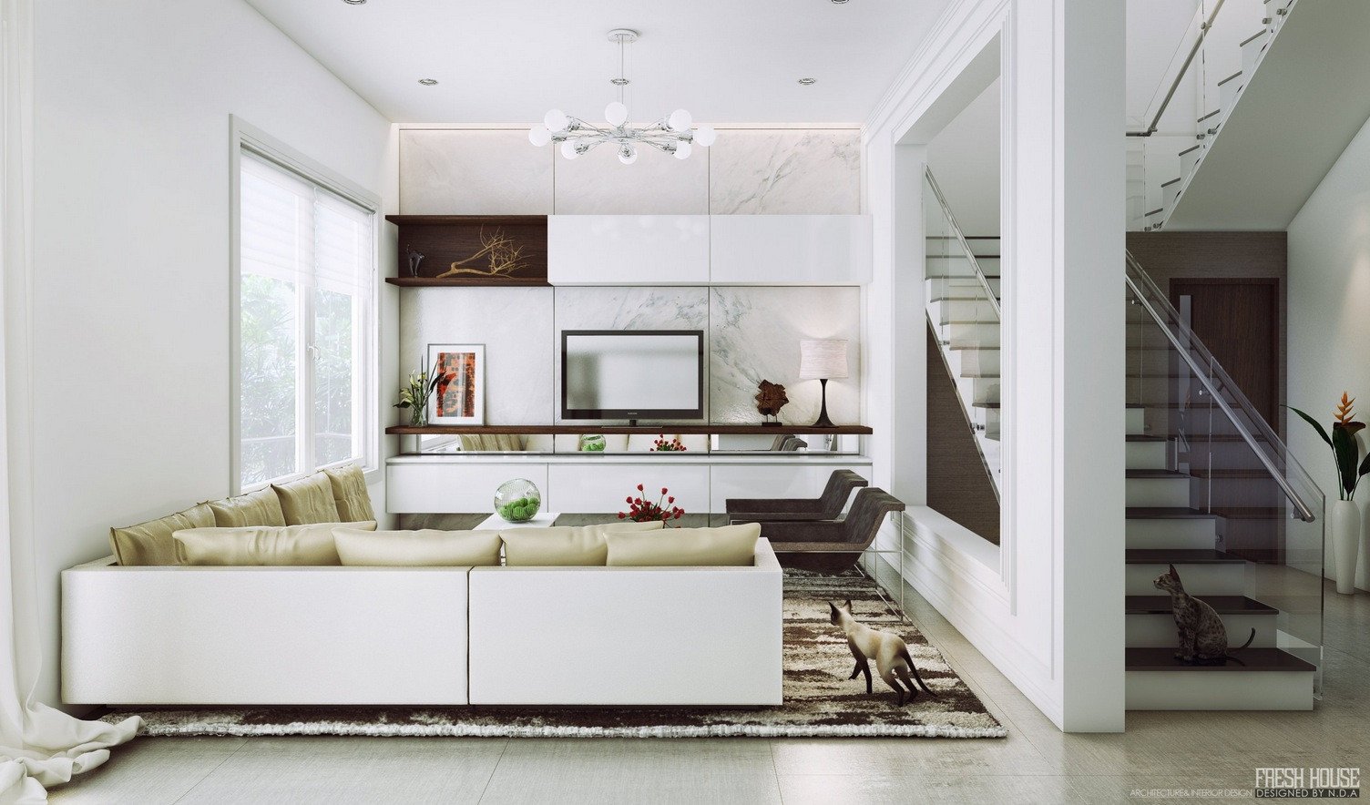 Contemporary White Living Room Beautiful Chic Contemporary Spaces Rendered by Anh Nguyen