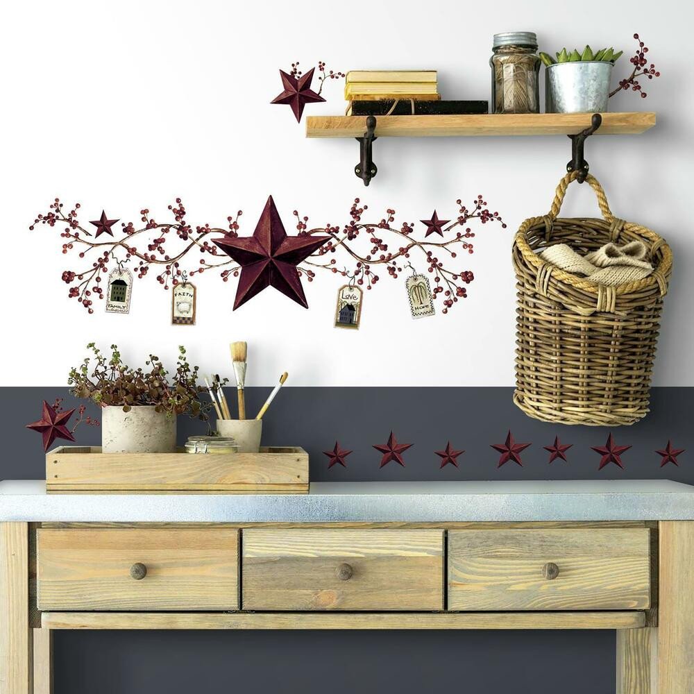 Country Kitchen Wall Decor Ideas Beautiful Stars and Berries Wall Decals Country Kitchen Stickers Rustic Primitive Decor