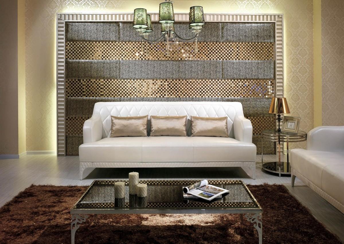 Decor for Living Room Wall Unique Terrific Living Room Wall Decor with Sparkling Tiles Exotic Pendant Lamps and Elegant Fur Rug