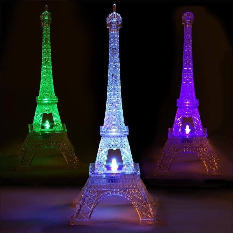 Eiffel tower Decor with Lights Beautiful 10&quot; Led Light Changing Acrylic Eiffel tower Centerpiece Wedding Party wholesale