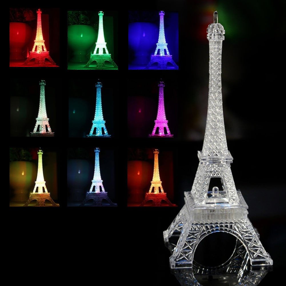 Mini Romantic Eiffel Tower Home Wedding Night Light Decor Table LED Lamp Gift