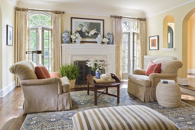 English Colonial Traditional Living Room Minneapolis by Lucy Interior Design