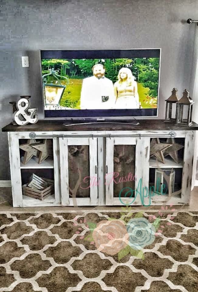 Farmhouse Tv Stand Design Ideas and Decor Inspirational Rustic Meets Industrial Media Stand Plumbing Pipe Sliding Barn Doors Finished with Chalk Paint