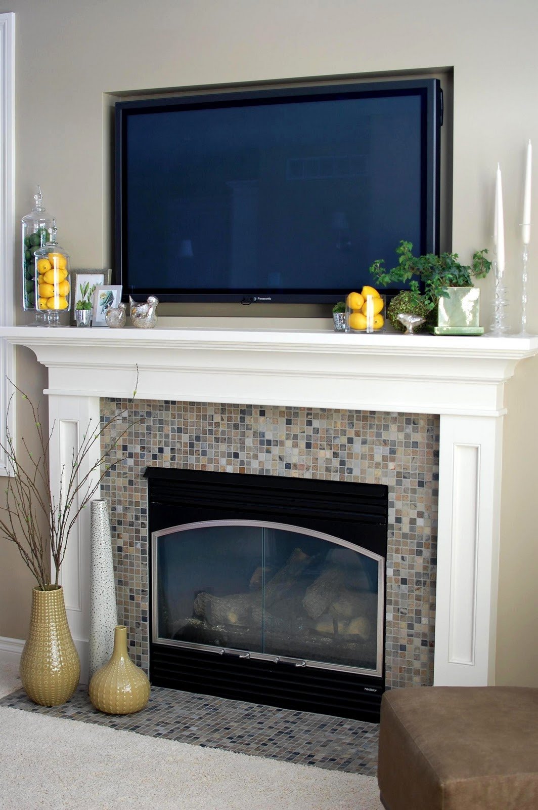 Fireplace Mantel Decor with Tv Awesome Remodelaholic