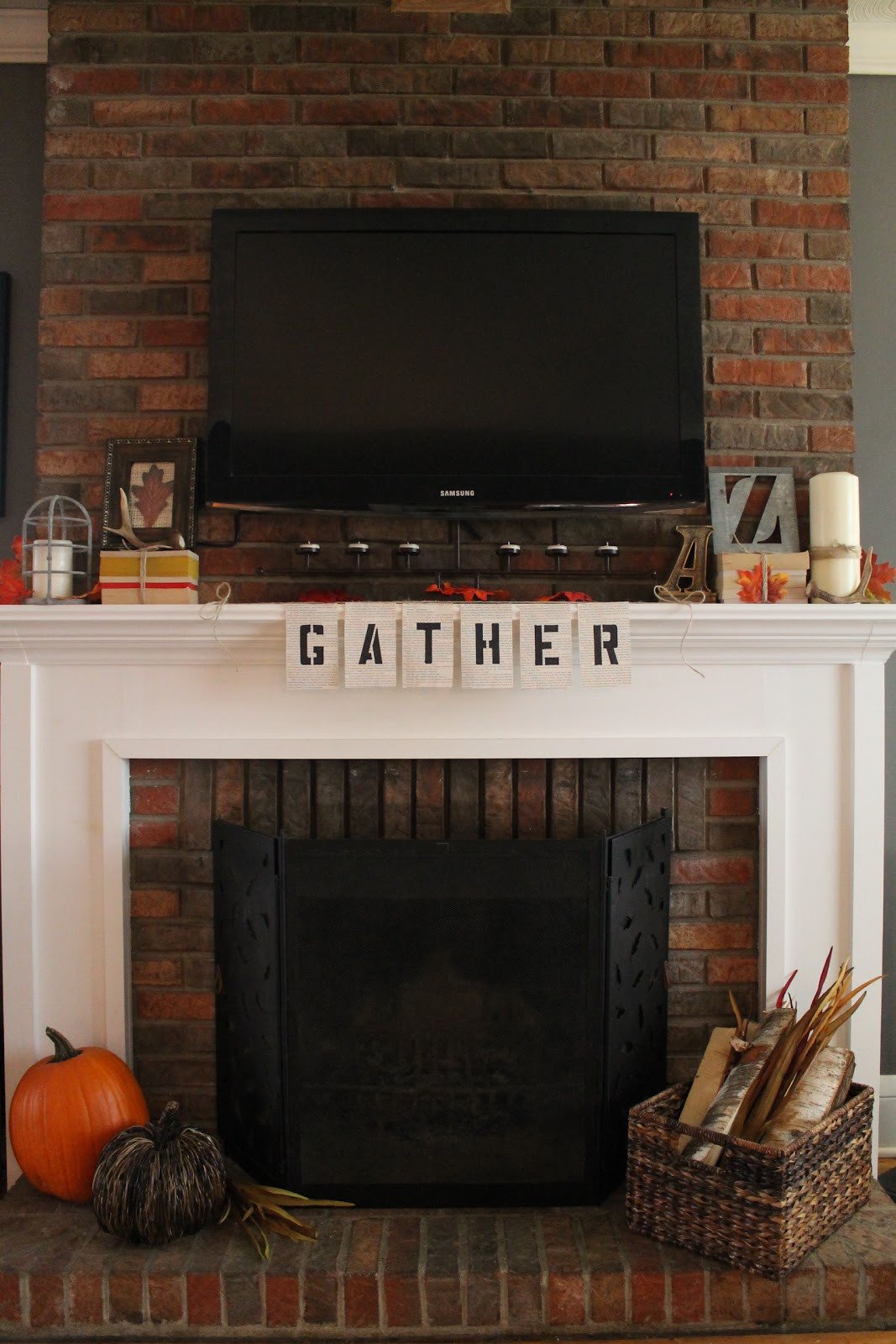 Fireplace Mantel Decor with Tv Best Of Hammers and High Heels Gather Round Our Fall Fireplace Mantel