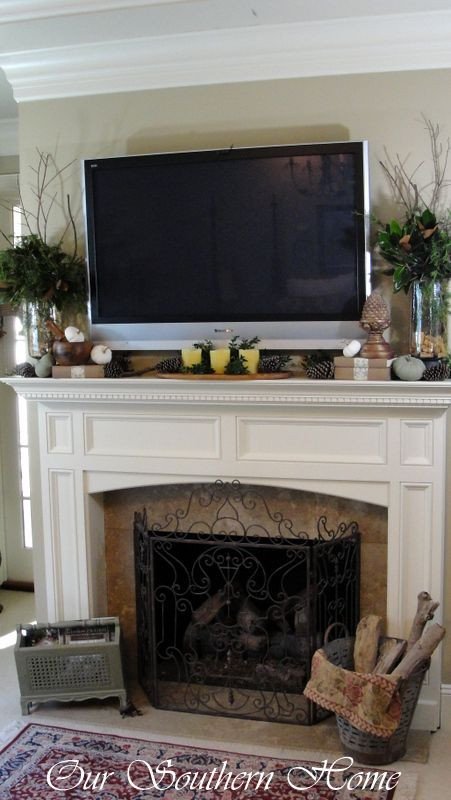 Fireplace Mantel Decor with Tv Elegant Tv Mantle On Pinterest