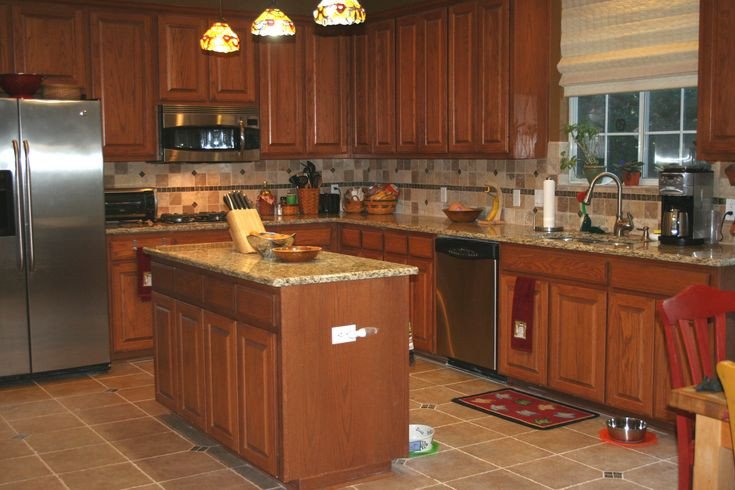 Floor and Decor Kitchen Backsplash Fresh Back Splash Designs for Kitchen with Beige and Brown Granite Counter tops with Oak Cabinets