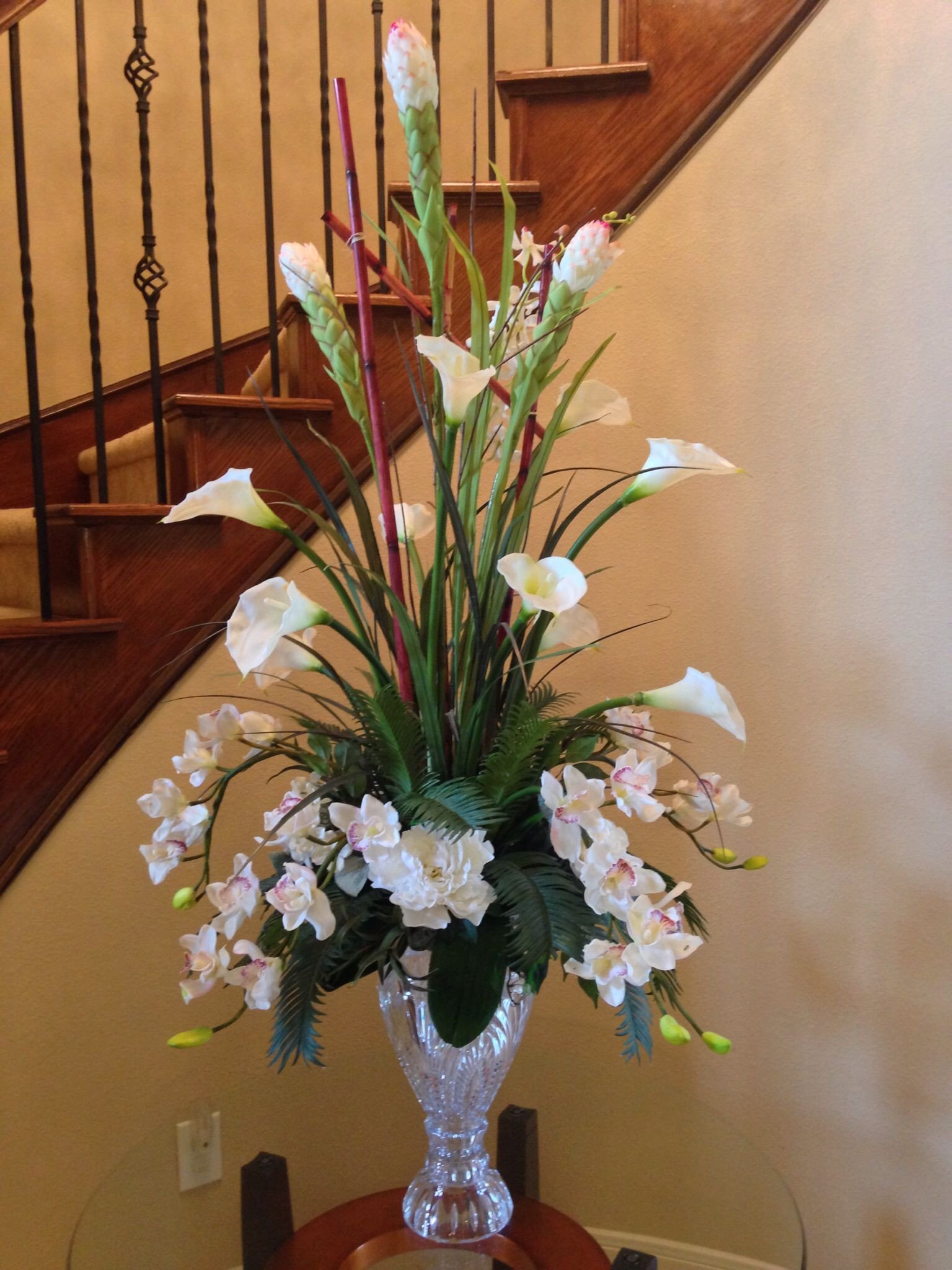 Flower Arrangements for Home Decor Inspirational Calla Lily with orchid Flower Arrangement for Perfect Foyer or Staircase by Arcadia Floral and