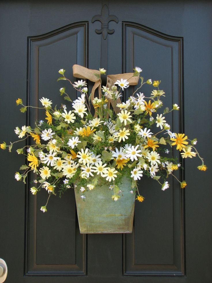 Front Door Decor for Summer Beautiful Country Cottage Decor Front Door Wreath Daisies Summer Wreath $95 00 Via Etsy