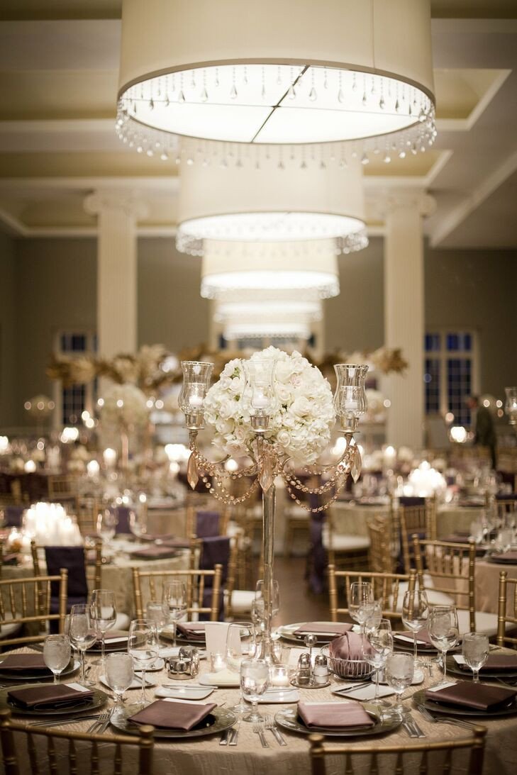 Gold and Silver Wedding Decor Awesome Gold Candelabra and Ivory Rose Centerpieces