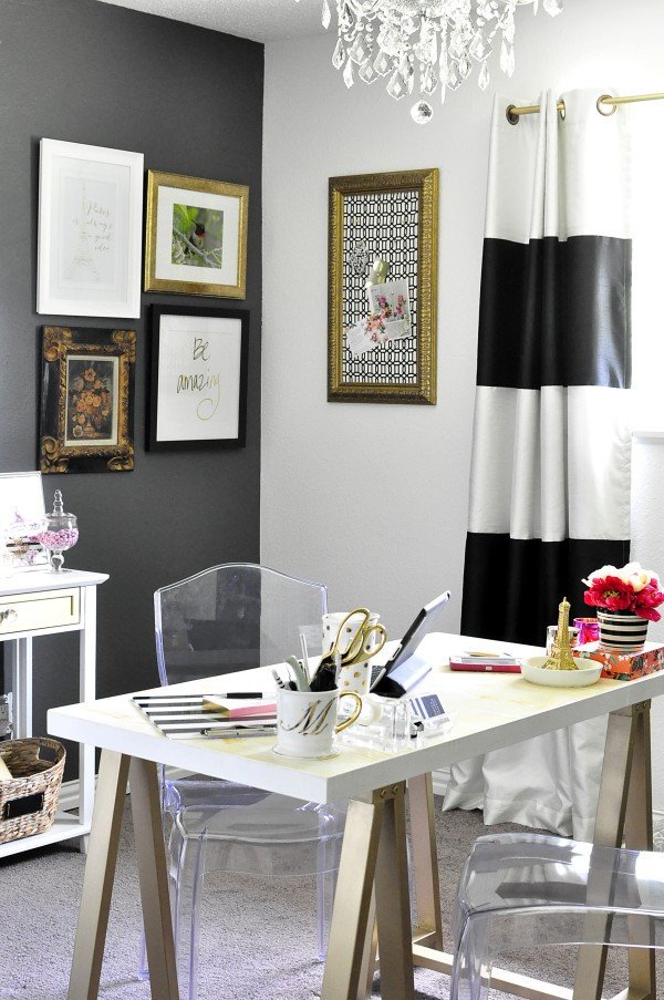 Gold and White Office Decor Lovely Black White &amp; Gold Home Fice Reveal