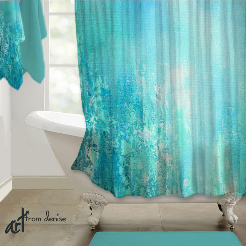 Gray and Turquoise Bathroom Decor Inspirational Teal Blue Aqua Gray Shower Curtain Abstract Art Turquoise