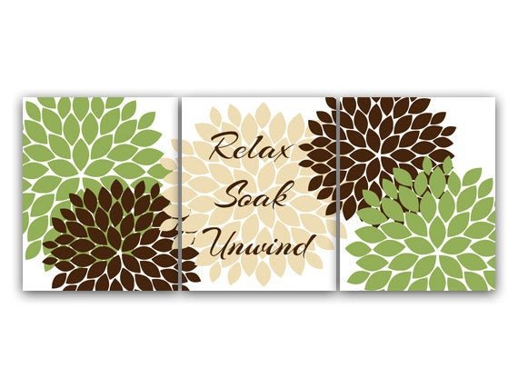 Green and Brown Bathroom Decor Luxury Items Similar to Green and Brown Bathroom Canvas Wall Art Relax soak Unwind Green Bathroom