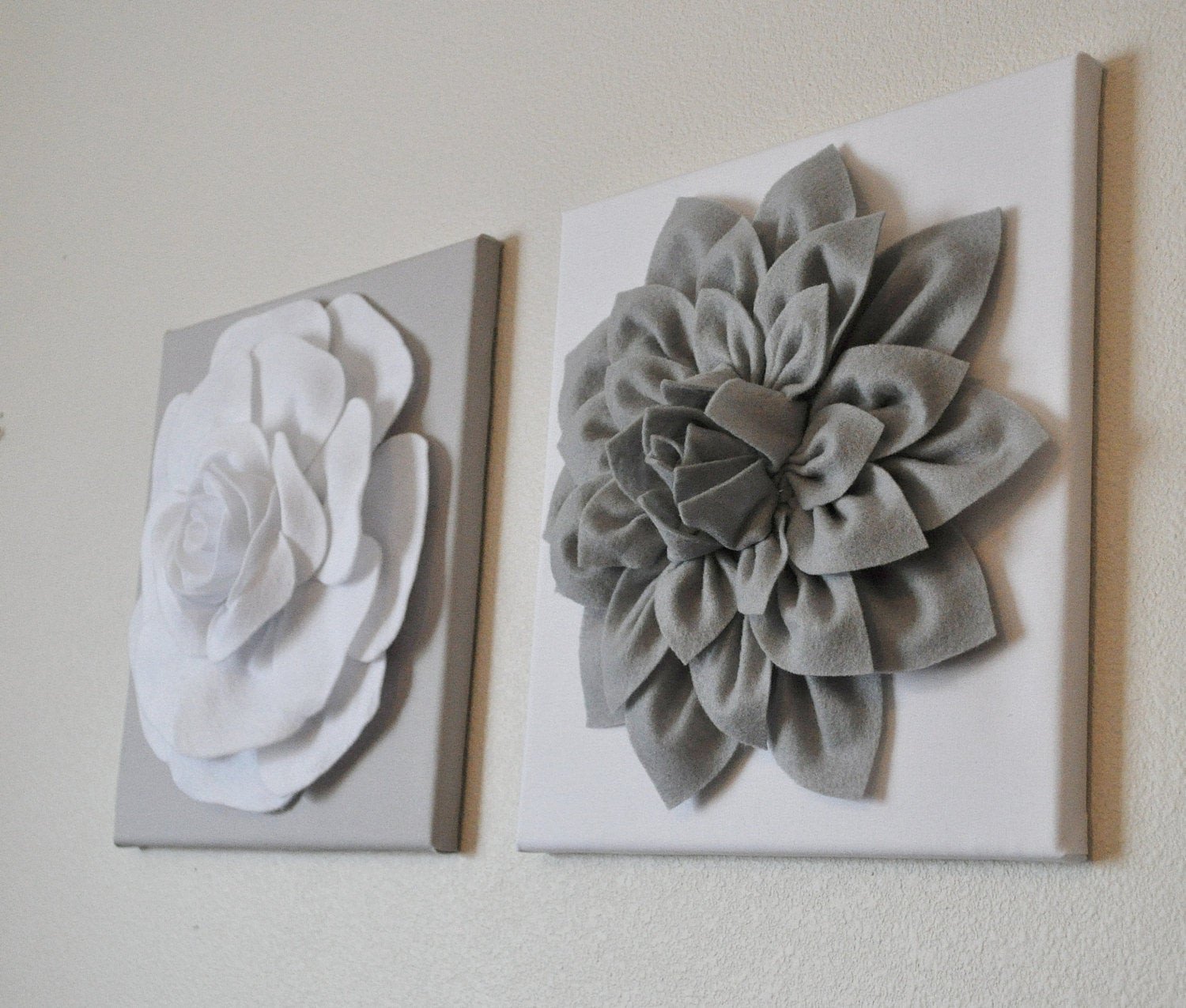 Grey and White Wall Decor Inspirational Two Wall Flowers Gray Dahlia On White and White Rose On Gray