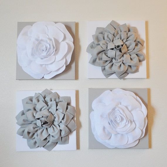 Grey and White Wall Decor Unique Wall Decor Set Of Four Gray and White Flower Wall Hangings 12 X12&quot; Canvases Flower Wall Art