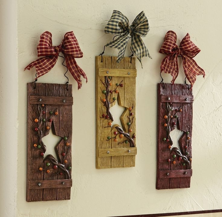 Heart and Star Kitchen Decor Awesome Primitive Hearts and Stars Country Hanging Wall Decor Set Of 3 Carved Wood Look