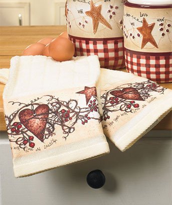 Heart and Star Kitchen Decor Inspirational Country Hearts &amp; Stars Kitchen Canisters Spice Shaker Utensil Holder Rug towels