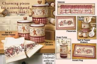 Heart and Star Kitchen Decor New Details About Beautiful Linda Spivey Hearts &amp; Stars Red Burgundy Country Kitchen Home Decor